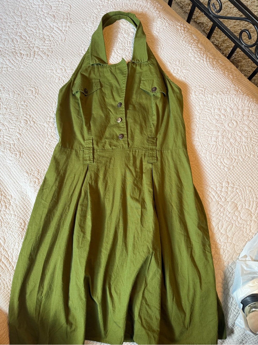 Maurices Olive Green Halter Midi Dress